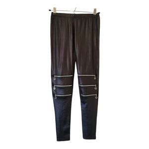 Zipper Wet Look Leggings Size 8